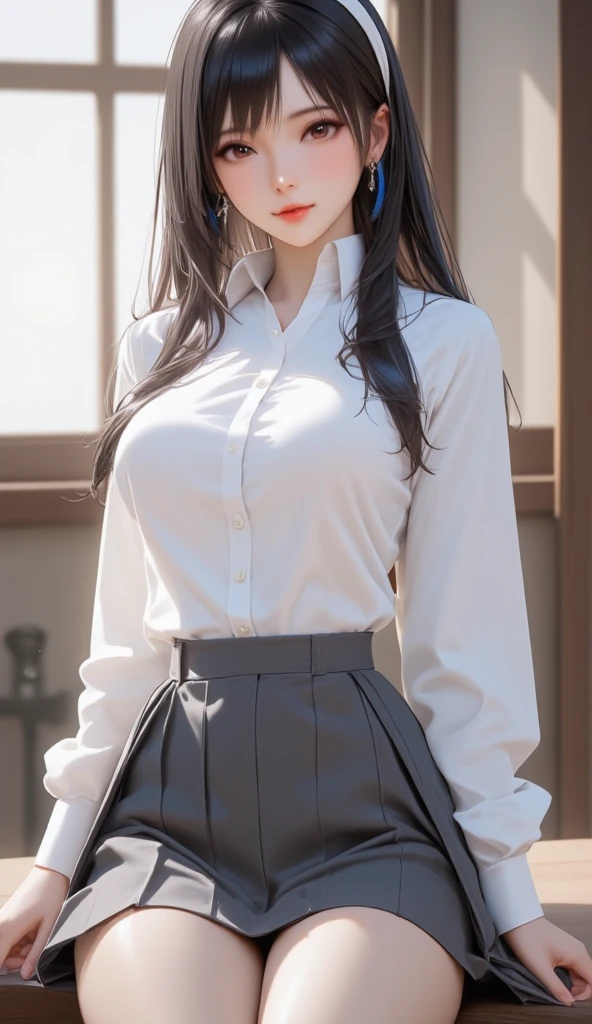Realistic, Photorealistic: 1.37, masutepiece, Colorful, finedetail, Beautiful skin, Fair skin, A woman who is, (Beautiful Nordic girl at 18 years old: 1.1), (Western Look), hyper HD, bright expression、(8K, RAW photo, Best quality, masutepiece: 1.2), (Realistic )), Charming big blue eyes, ( 50mm Sigma f/1.4 ZEISS lens, F1.2, 1/800s, ISO 100, Photo: 1.1), beautiful bangs、finer hair、(Long silky platinum hair: 1.2), (Realistic), Bokeh, Sharp, (Photorealistic), Live photos, Solo, of the highest quality, Very beautiful face, beautiful detailed blue eyes, ((school uniform)), shirt shirt, and wear no underwear，no underwares，Mini skirt, Pleated skirt,((transparent panty)),((pantyless)),((pantyless))，(wears glasses)，(((dynamicposes)))，(((spread their legs)))，(((sexyposture)))，(Camel toes)，(A half body)，