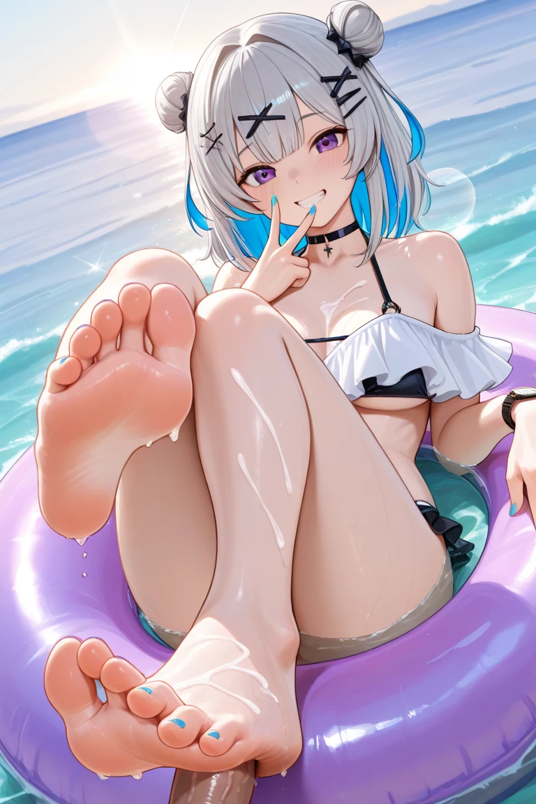 Kanzaki Ranko Silver Hair Twin Drill Naked Boys Push Girl to the Floor