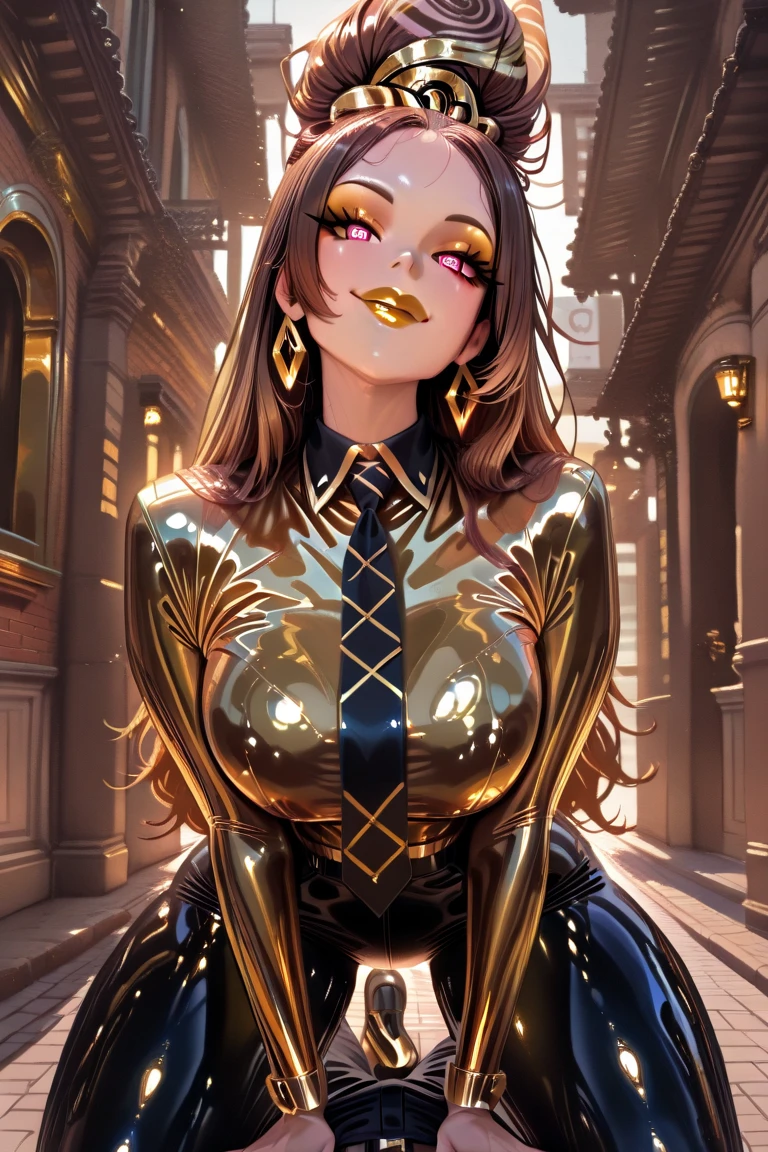 Young beautiful woman,(Highest quality,Extremely detailed depiction,Incredibly absurd high resolution,Anatomically accurate depiction,Curvy Legs),(Glowing Skin,Shiny skin,Oilskin),(clergyman,Intricate shiny clergyman's outfit),eyelash,(Intensely glowing purple eyes,Crazy Eyes,There is cleavage in the chest,A seductive smile,Glossy Lips,Seductive gestures),Sweat,whole body,background:Bedroom at night