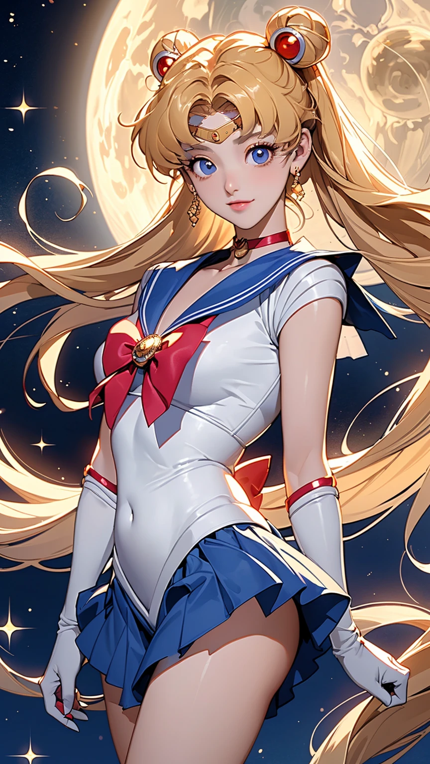 Sailor Moon, embodiment of a siren's allure, is gracefully depicted in this captivating cover image by Pixiv – S2. Her long, flowing blonde hair adorned with a moon symbol gleams under the ethereal moonlight. Her iconic sailor suit, complete with a short sailor collar, red bow, and white gloves, adds to her enchanting appeal. The bottom of her suit is replaced with a sleek mermaid tail, a subtle nod to her siren essence.
Her eyes, expressive and full of emotion, are enhanced by a delicate blush that spreads across her cheeks. Her eyeshadow, echoing the