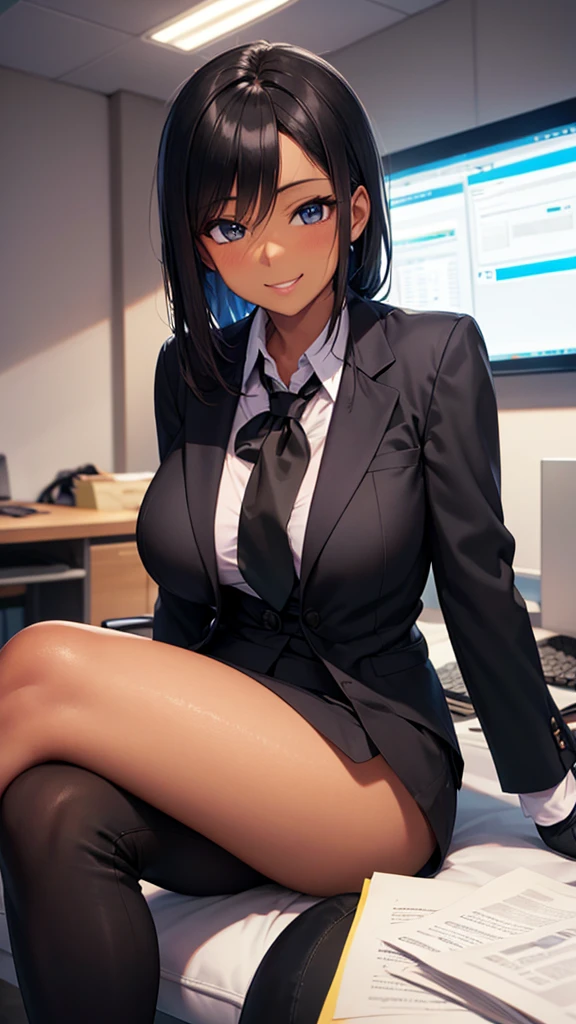 Young emo secretary, in sexy clothes, Shows ass, Erotic lingerie, sexy pose, Perfect body, perfect ass, perfect breasts, nipples are visible, no bra