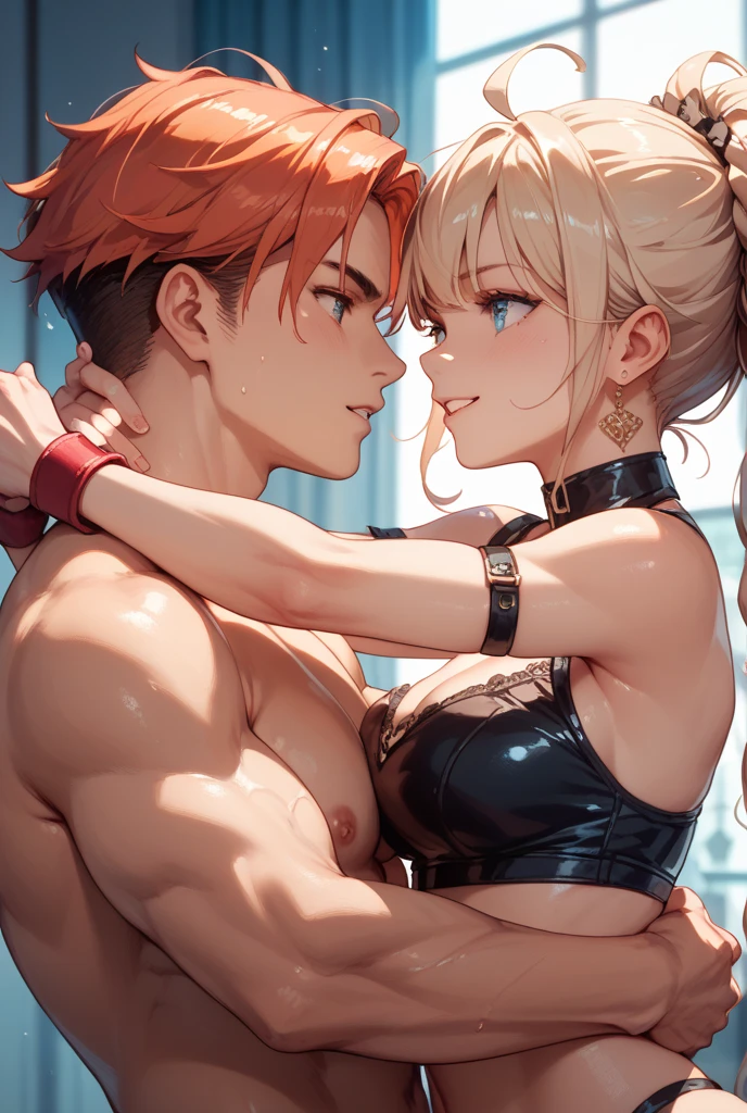 (masterpiece,best quality:1.3),(ultra-detailed,high resolution:1.2),(illustration),((an extremely delicate and beautiful)),(detailed background),((1girl,tall stature)and(1shota boy,short stature)),hetero,(1girl,tall stature:1.4),(curvy:1.4),(long hair, french braid),straight hair, (blonde hair), light blue eyes, (large breasts), pale skin,shiny skin, (rolling eyes:1.4),(ahegao),(trembling),((She wears Egyptian queen costume)), cum in pussy,(cum on clothes:1.4), cum on body,cum in mouth,cum on hair,excessive cum, (1shota boy,short stature:1.4),smug,large penis, ((vaginal,sex)),(upright straddle,couple,face-to-face,kiss),(wrestling ring),