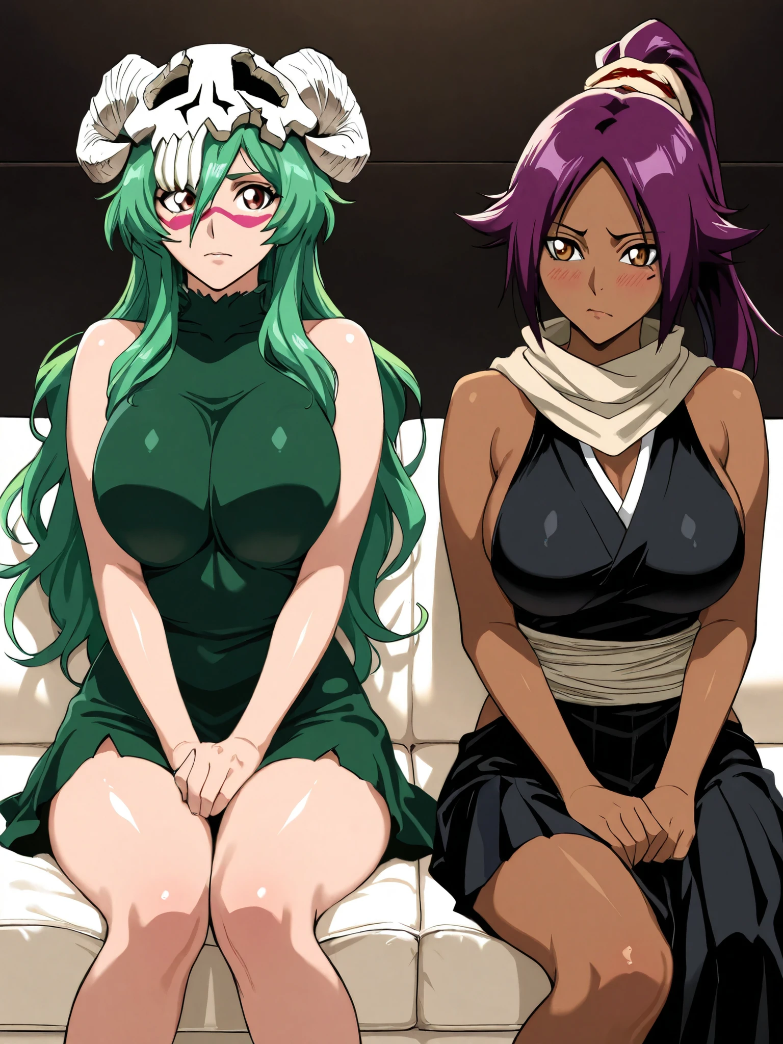 score_9, score_8_up, score_7_up,Gobuko,duo,long hair,breasts,looking at viewer,smile,multiple girls,large breasts,navel,2girls,cleavage,bare shoulders,face focus,detailed eyes,very long hair,closed mouth,green eyes,blue hair,collarbone,swimsuit,yellow eyes,ponytail,purple hair,sidelocks,bikini,frills,horns,pointy ears,shiny,dark skin,hair over one eye,dark-skinned female,hand on hip,one-piece swimsuit,shiny skin,colored skin,ass visible through thighs,thigh gap,colored sclera,frilled bikini,hands on hips,black sclera,pink bikini,green skin,slingshot swimsuit,
<lora:Gobuko:0.81>