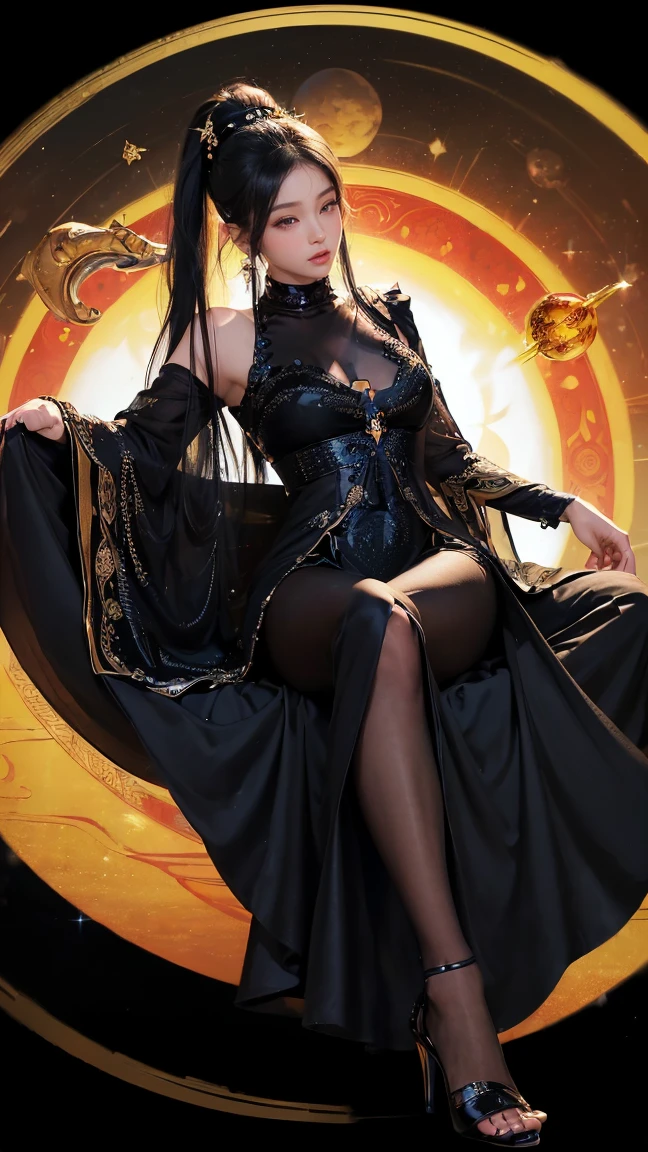 ((best quality,4k,highres,masterpiece:1.2)),((character concept art)), 1 female, age 25, Chinese Hong Kong, Hong Kong Elite, eldest sister, triad female leader, Known for her impeccable fashion sense and elegant demeanor, she is a true embodiment of the Versace brand. Her body language is as captivating as her style, always exuding confidence and high fashion. (((She's wearing an exquisite Versace Barocco-print Shirt in Silk and Barocco-print leggings gold-tone/white/black, a true testament to the brand's luxurious aesthetic.))) Paired with Versace Medusa Tribute Sandals, she carries her ensemble with an air of effortless sophistication. Her accessories include a Versace Medusa Tribute Bag and a pair of Versace Tribute Sunglasses, enhancing her overall look. ((intricate detail)), super finely detailed hands, ultra finely detailed fingers(((ten fingers))), (standing still with confidently), (full body showcase), (show full body), (no logos on background), (no logo), ((plain background)), ((plain background)), (((empty background))). Huge perky breasts, deep cleavage 1.8, thick thighs, hands in hair, cameltoe 1.8, curvy, (9sitting on sofa, spreading legs wide open