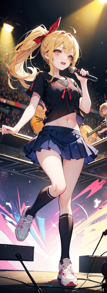 {{{masterpiece}}}, {{{best quality}}}, {{ultra-detailed}}, {illustration}, {{an extremely delicate and beautiful}}, (Best quality, 8k, 32k, Masterpiece, UHD:1.2),Photo of Pretty Japanese idol girl, top quality, best quality, realistic, unity, 8k wallpaper, official art, extremely detailed wallpaper,(3girls:1.5),(pink dress idol costume:1.2), (sweaty skin:1.3),,Child,(big smile:1.3),(take the spotlight:1.1),(stand microphone:1.5),(sing:1.5),(very short bob hair:1.3), (colorful hair:1.3),earrings,looking at viewer,(high detailed skin),realistic body,(small breasts:1.4),cute girl,no makeup, famous japanese idol,(standing),(low view),(lift skirt:1.1),(show off panties:1.2),(open panties:1.2),(colorful race panties:1.3),(panties juice:1.4),(looking at viewer:1.1),(idle stage :1.5)