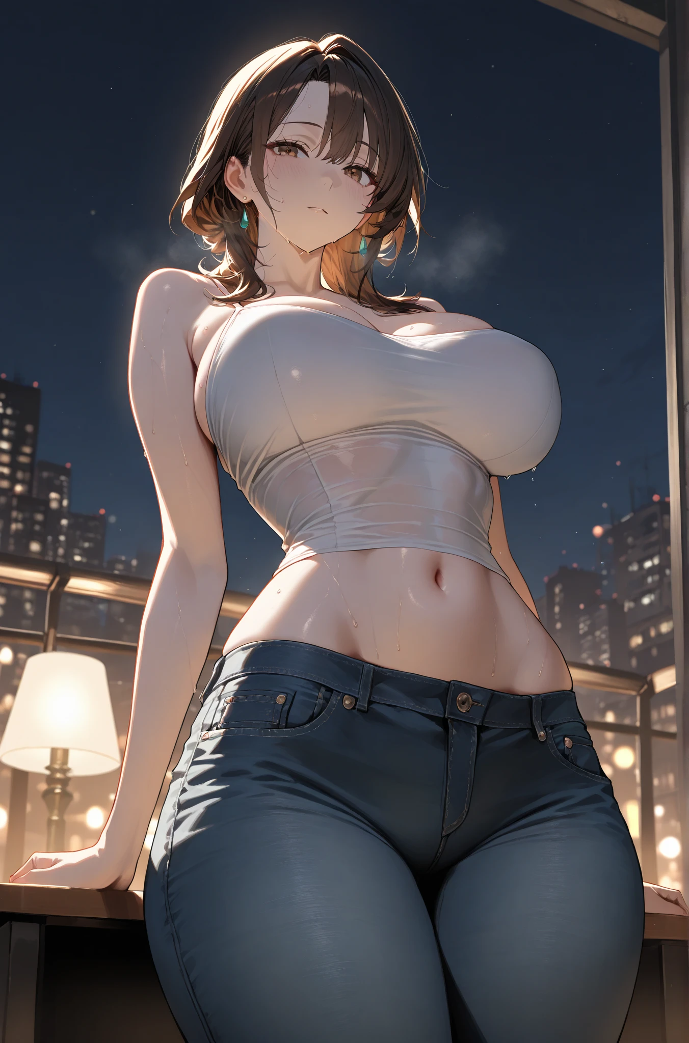 Dancing barefoot in a sunlit meadow, she twirls with grace and abandon, her laughter filling the air, sparkling atmosphere, lamps, trees, (fireflies), sparkles, (long rainbow hair), seductive pose, sexual excitement, sexual expression, (sexy poses), exotic girl, ((denim jeans and white bra)), perfect composition, perfect Waifu, (oily skin), high quality skin (high detail skin: 1.2), ((Big Tits:1.5)), (perfect, ((wide hips)), (perfect, clear curvy details, beautiful curves, detailed eyes, detailed pupil, HDR (High Dynamic Range), Ray Tracing, NVIDIA RTX, Super Resolution, Unreal 5, Subsurface Scattering, PBR Textures, Post Processing, Anisotropic Filtering, Depth of Field, Maximum Acutance and Sharpness, Multi-layer Textures, Albedo and Highlight Maps, Surface Shading, Accurate Simulation of Light-Material Interactions, Perfect Proportions, Octane Rendering, Two-color Light, Large Aperture, Low ISO, White Balance, Rule of Thirds, 8K RAW, Realistic, masterpiece, best quality, (photorealistic)