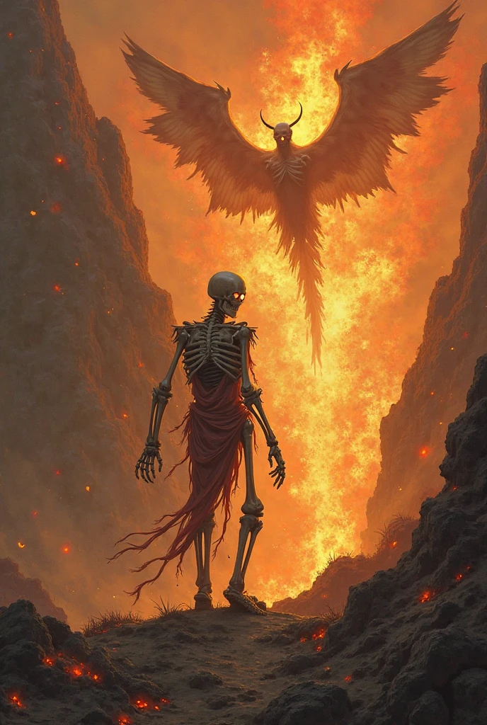 Flame Myth Skeleton Black Wings