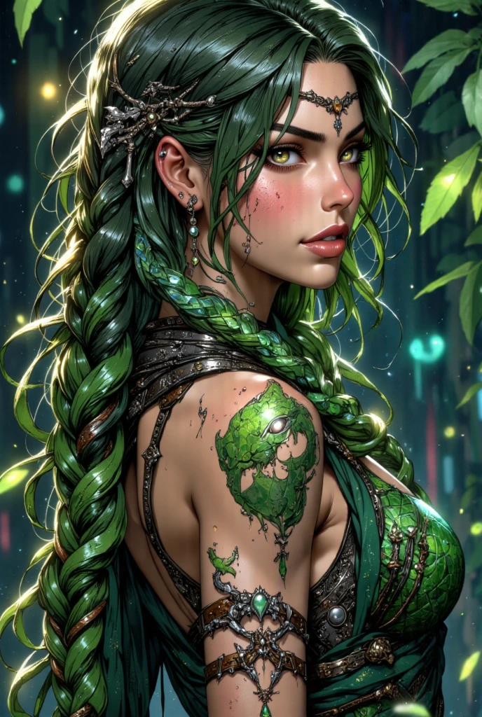 a beautiful ogre girl,1girl,intricate face details,beautiful detailed eyes,beautiful detailed lips,extremely detailed eyes and face,long eyelashes,beautiful detailed skin,fantasy,digital painting,cinematic lighting,dramatic lighting,dark colors,eerie atmosphere,moody lighting,detailed environment,magical forest,overgrown forest,moss covered trees,glowing mushrooms,bioluminescent plants,surreal,dreamlike,masterpiece,(best quality,4k,8k,highres,masterpiece:1.2),ultra-detailed,(realistic,photorealistic,photo-realistic:1.37)
