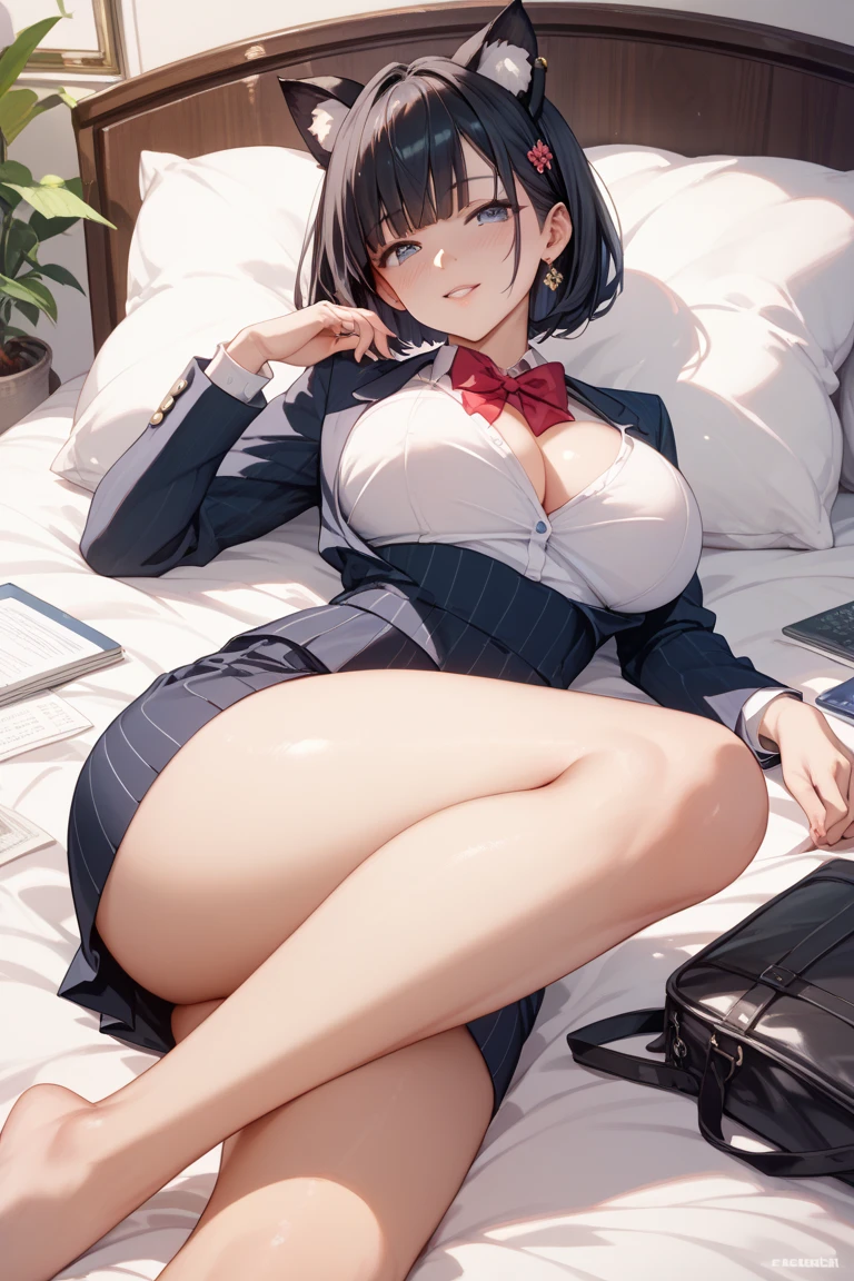 anime, estilo anime de mujer realista, (aegyo sal: 1), 18 years old girl, (blazer gris, cinta, minifalda plegada, calcetines, uniforme de escuela privada: 1.2), aula de secundaria, hermoso detalle en los ojos, luz en la cara, ((foto de cuerpo completo: 1.2)), luz especialmente fuerte, (ojos superiores, sonrisa sonriente: 1.2), piel brillante, (((cabello negro, cabello bob: 1.2))), (muslos gruesos), ulzzang-6500-v1.1: 0.2, bashful, (flash: 1.2), NSFW , (hinchado), ((postura seductora: 1.2, atractivo: 1.2)), (inactivo), (sentado en un escritorio en el aula: 1.2)), ((good anatomy: 1.2)), ((aula brillante y refrescante, fondo borroso: 1.2)), cara perfecta, cara linda y simetrica, (High Angle Shot: 1.2)s., Natural side lighting, ((8k, fotos RAW, calidad superior, obras maestras), High Definition RAW color photos professional close-up photos, (realista, fotorrealismo: 1.37), (highest quality), (mejores sombras), (mejores ilustraciones), Clavicles ((grandes)), ((erotic, sexy, ultra-high-resolution, 8K HD Unified CG Wallpapers, Physical representation, movie lighting), Canon EOS R50 camera 50mm lens