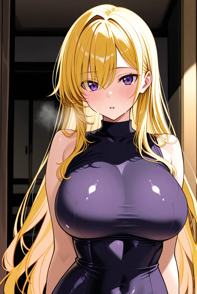 masterpiece, highest quality, 1 girl, looking at the viewer, blue eyes, closed mouth, (Urgent 1:0.7) ,blonde、(masterpiece),(highest quality:1.0), (ultra high resolution:1.0), Detail view, 8K, anime, masterpiece、provocative look wavy hair very big breasts Fair skin very fine eyes show off your chest、,揺れる胸 太もも上部 apstyle3 apstylemasterpiecehighest qualityの詳細な目,Half-body photo of a cute and attractive woman in a stylish cafe with many windows ::3 trends, Modern shape - tight-fitting clothes that highlight her perfect body 、ISO100 ::3 glamor shot, Awards - winning photos, sharp focus, dynamic lighting ::1,A torn body suit grazes my chest, crush and transform、Beautiful shining nipples