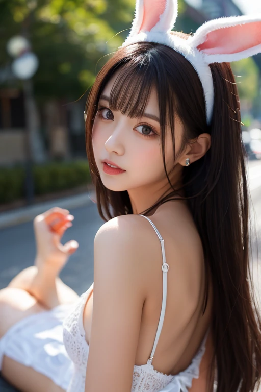 最high quality, masterpiece, 32k、Very detailed、Realistic、1 Girl, Japanese women、Rotate your hips and strike a pose、A sloppy smile、Cute face, (photo Actual:1.3),Twin tail hairstyle、Black Hair、Edge lighting, (Skin with attention to detail:1.2), 8K超High resolution, Single-lens reflex camera, high quality, High resolution, 4K, 8K, Optimal ratio of four fingers to one thumb, (Actual:1.3), cute 1 Girl, Realistic、Super Realistic、32k、Very detailed、masterpiece, 最high quality, beautiful girl, beauty、Gorgeous girl, Big Breasts,Big Breasts、Big Breasts、Big Ass, Tight waist, Spread your legs, Plenty of facial detail, Cute white Gothic ta outfit、A light blue shiny cat ear headband, City of the Future, hologram, Neon lighting, Very detailedな, High resolution, masterpiece, high quality, High resolution, tree