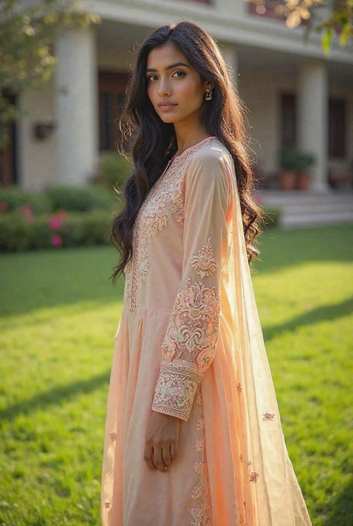 In the lush embrace of a vibrant garden resplendent with blooming flowers and lush greenery, a young girl adorned in Punjabi traditional attire strikes a pose for her camera. Dressed in a colorful and elegant Punjabi suit with intricate embroidery and vibrant hues that reflect the joyous spirit of her culture, she exudes a captivating charm.
With the sunlight filtering through the swaying leaves and casting a golden hue on her radiant features, she stands amidst the natural beauty, a vision of grace and tradition. The gentle breeze tousles her dupatta and carries the sweet scent of blossoms through the air, adding a touch of whimsy to the scene.
Armed with her camera, she captures moments of joy and beauty against the backdrop of her blooming sanctuary, the colors of her attire harmonizing with the kaleidoscope of flowers that surround her. With each click of the shutter, she immortalizes the essence of her Punjabi roots and the enchanting allure of nature, creating a tapestry of memories that blend tradition and natural splendor in perfect harmony. 🌿📸🌺🌼