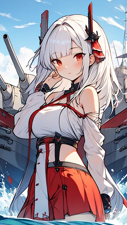 best quality, masterpiece, highres, solo, {prinz_heinrich_azurlane:0.90}, {white kimono:1.35}, {red hakama:1.35}, {wide sleeves:1.20}