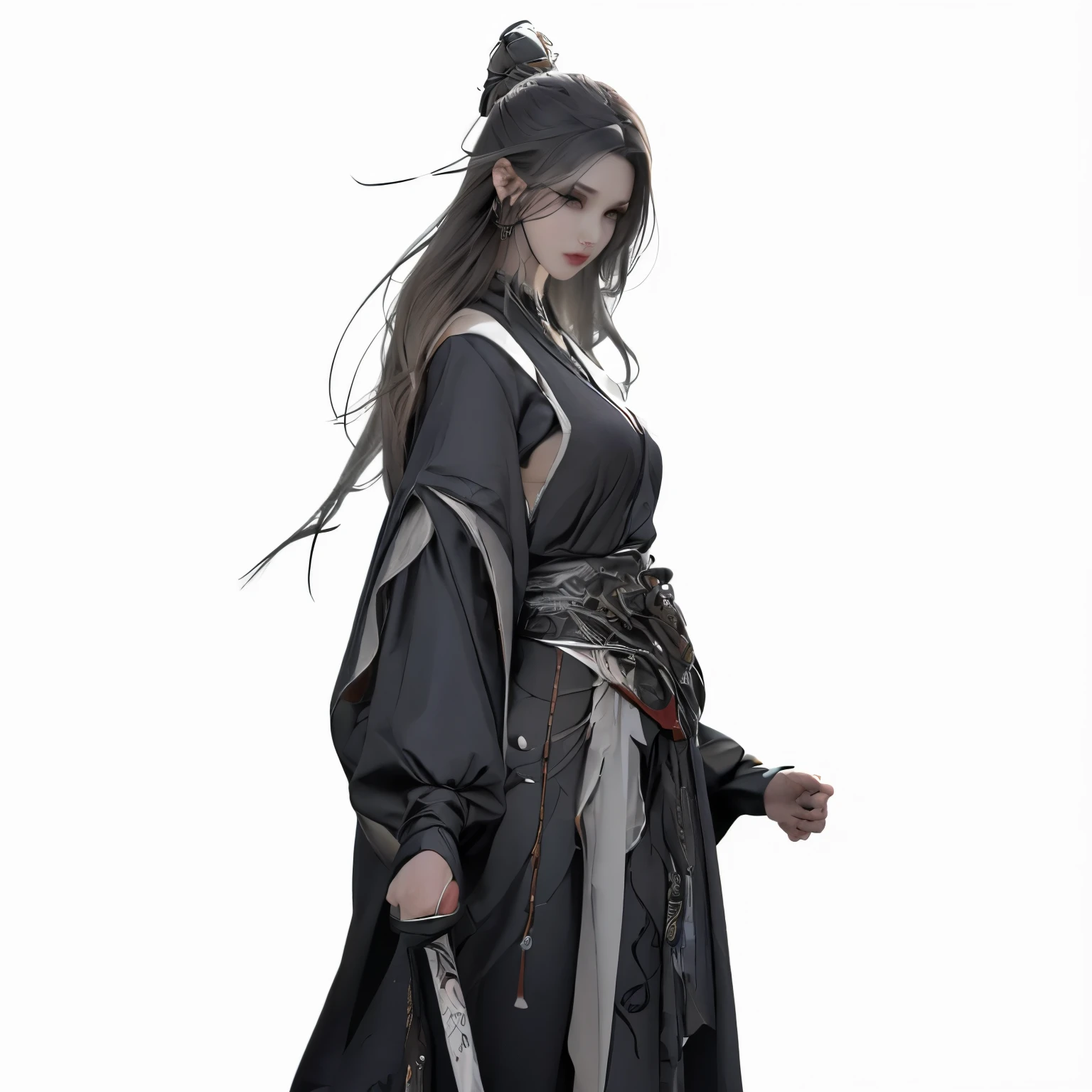 Front view of a woman,Extra large cup, are perfectly detailed,has exquisite facial features, Clothes are exquisite ,forest background, Game Character Design ,3D Rendering