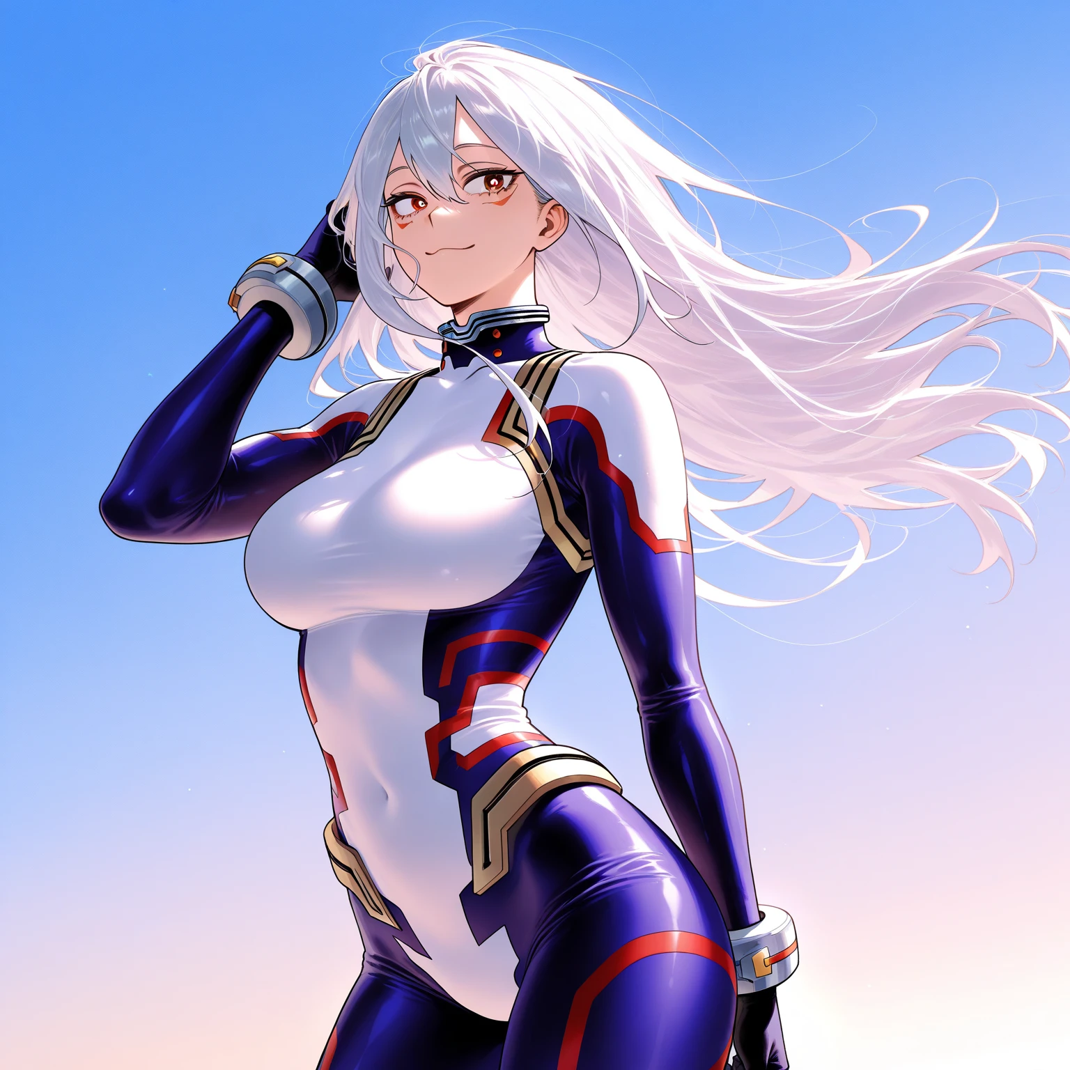 masutepiece,​masterpiece, top-quality, hight resolution, 1girl in, 独奏, white  hair, The long-haired ,Long hair,straight haired, Rabbit ears ,((Rabbit ears )), ((Brown skin , darkskinned)),Brown skin,Hanging eyes,Glaring eyes,Scary smile,Invincible smile, Bullish smile, tall,((white leotard clothes,Sleeveless,Shoulder out,turtle neck)),White sleeveless,Beautiful facial features,dark sky,face forwards,Depiction of beautiful faces,((full body Esbian,is standing,cowboy  shot)),((Depiction of a rabbit from ears to feet)),full body Esbian,is standing,simple background,