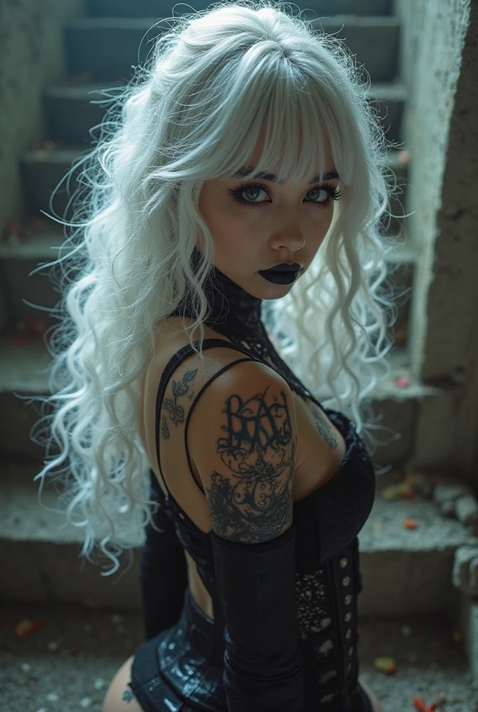 a close up of a woman with white hair and piercings, anime skull portrait woman, gothic aesthetic, gothic art style, gothic art, gothic girl face, gothic horror vibes, girl with white hair, goth girl aesthetic, dark art style, stunning anime face portrait, goth aesthetic, beautiful necromancer girl, cyborg - girl with silver hair, gothic girl