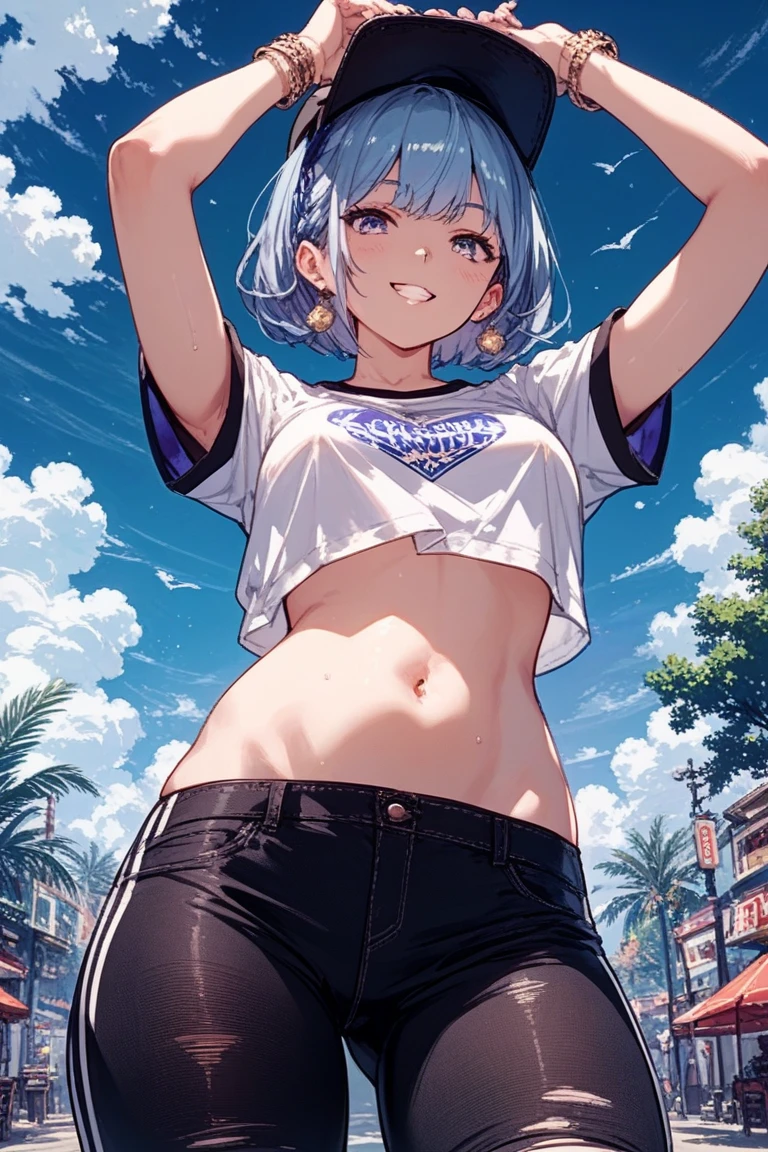 masterpiece, highest quality, High resolution, Very detailed,(((Seiun Sky))), (((Roll up your clothes))), (((Beautiful belly)))