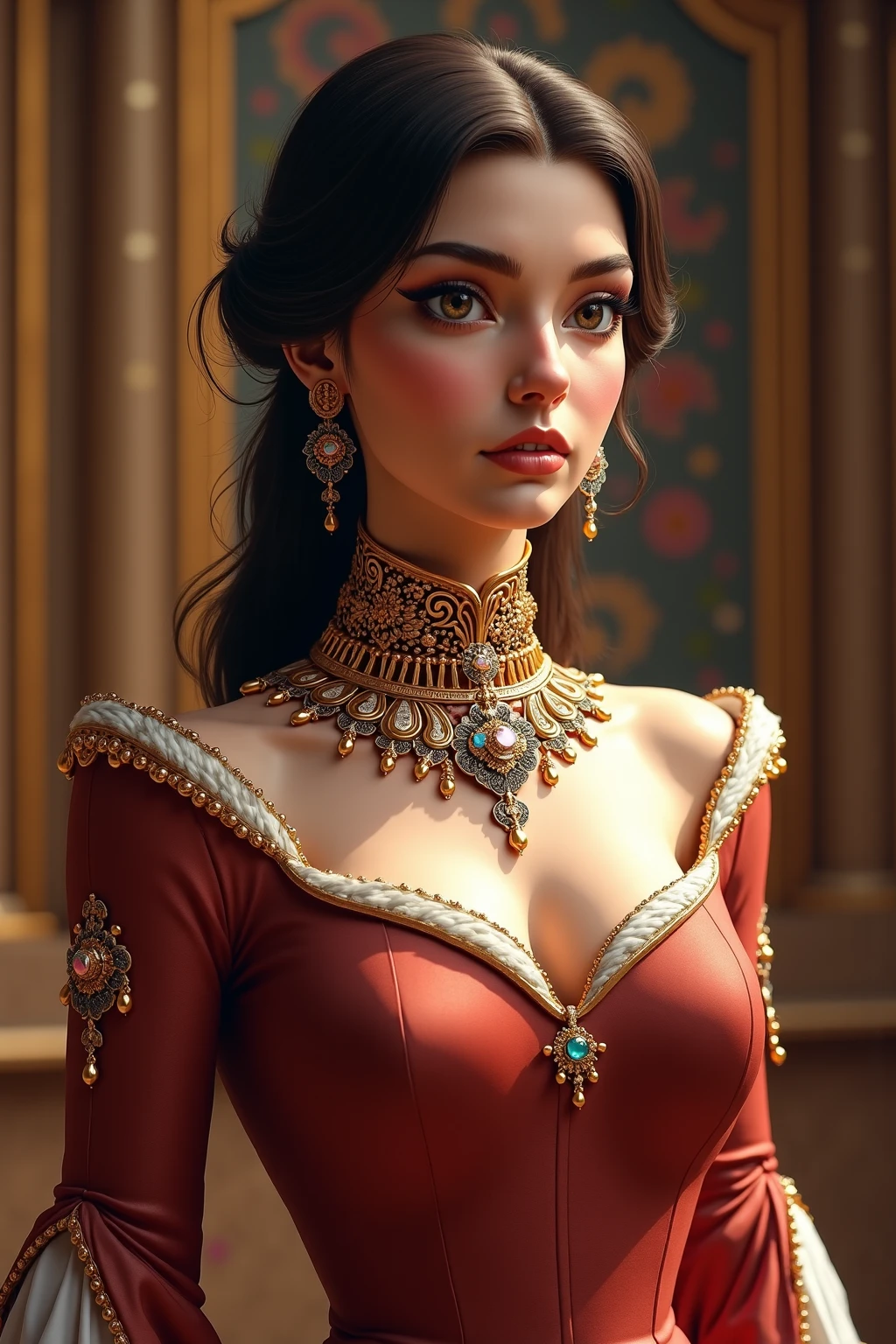 ((Masterpiece, best quality,edgQuality)),smile,smirk,
Haute_Couture, 
edgNath,
a woman posing for a picture
,wearing a (Haute_Couture,edgBW fashion) designer dress with edgNath_jewelry
 <lora:edgBollywoodLycoris:1>