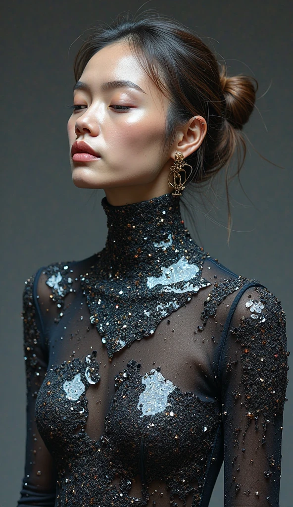 dead body women made of diamonds, studio light, dark background, photography 