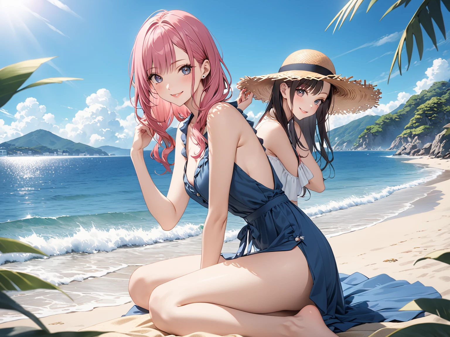 Beautiful anime girl, young, summer lookbook