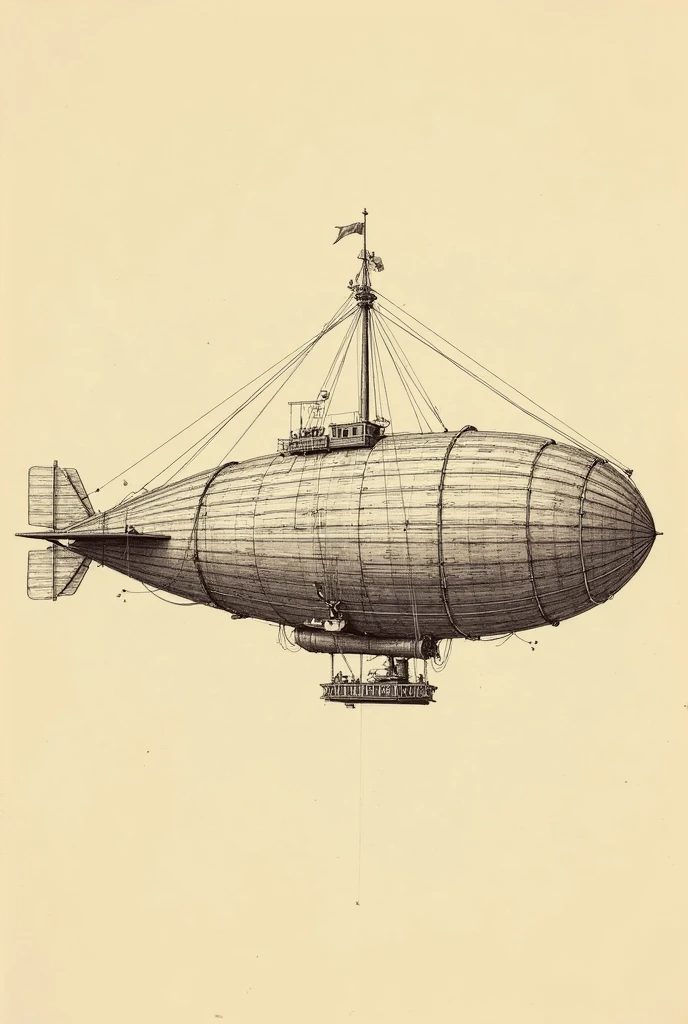 make a schematic of a simple airship like a drawing, white background


