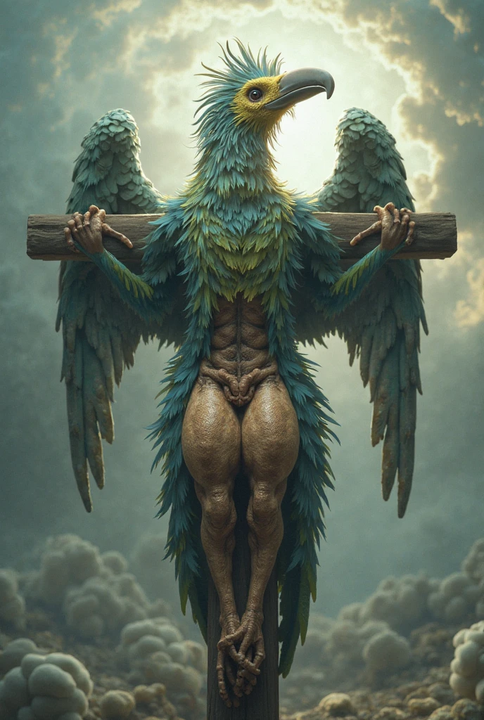 ultra-detailed, masterpiece, masterwork, high quality, best quality, hdr, (nature), nsfw, male, solo, lion, ((nude)), (white little body lion), (long silver hair, beak, yellow eyes), sitting, dynamic angle, (foreskin, perfect balls), Hands and wings in one piece,