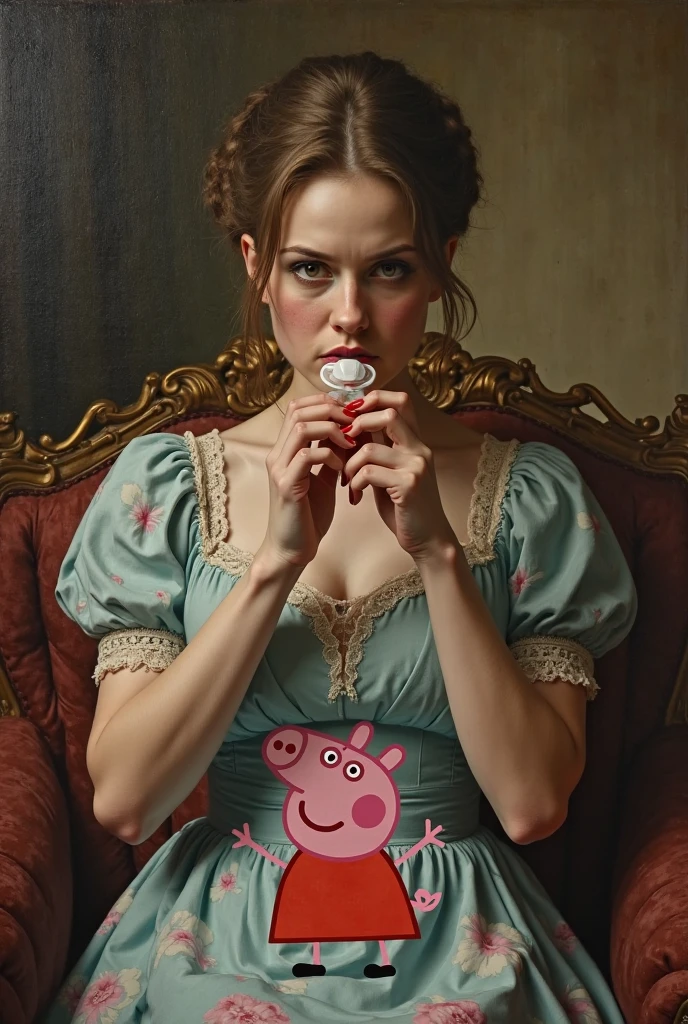 NSFW. A sexy 15yo brunette nymphomaniac Gibson Girl (((kneeling performing fellatio on a horny 69yo gentleman sitting in front of her))). Year 1899. 1890_dr3ss. Yellow high-collar long sleeve shirtwaist, large hat lavishly topped with flowers and feathers, silk gloves, pinky finger raised, floor-length high-waisted skirt, petticoats, silk stockings, boots. Thotty demeanor. Hourglass figure. Large chest, 9in wasp waist, bubble butt. Gorgeous face, red lips. Gilded Age setting. Man wearing white three-piece business suit, trousers down, hairy balls