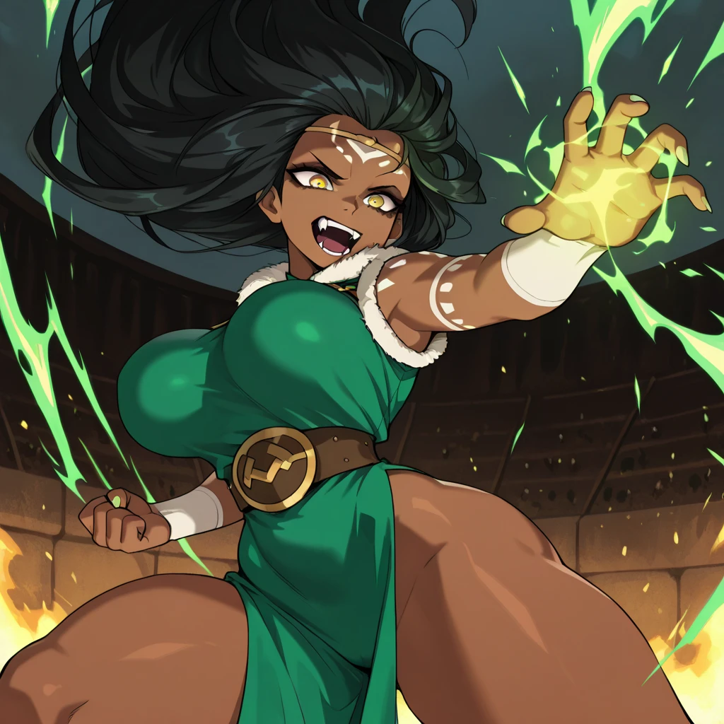 1girl, (solo:1.2), (masterpiece:1.2), (best quality:1.2), (perfect anatomy:1.4)
<lora:Taigerarts [MockAi - v1.0]:0.7> taiger, (simple shading:1.5), (cell shading:1.2), (huge breasts:1.4), (urvy:1.5), overflowing breasts, (skindentation:1.4)
(cowboy shot:1.5), (dynamic pose:1.5), (looking at viewer:1.5), (expressive face:1.5), (all around happy:1.5), (using psychokinesis:1.4), <lora:Fubuki [nochekaiser881 - v1.0]:1> fubuki, black hair, green eyes, short hair, black dress, dress, high collar, jewelry, necklace, off shoulder, taut clothes, taut dress, (post fight scenery:1.3), rubble, outside, daylight