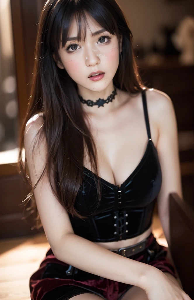 (8k, RAW photo, best quality, masterpiece:1.2), (realistic, photo-realistic:1.37), ultra-detailed,
1 girl, solo,beautiful detailed sky,detailed cafe,night,sitting,dating,(nose blush),(smile:1.1),(closed mouth),large breasts, seductive, smile, large aparture, professional lighting, Sony A7R4, Zessie 50mm F1.8,
beautiful detailed eyes,(black collared shirt:1.1),pleated skirt,(long hair hair:1.2), 25-years-old, (mature women), dynamic pose, floating hair, --s2