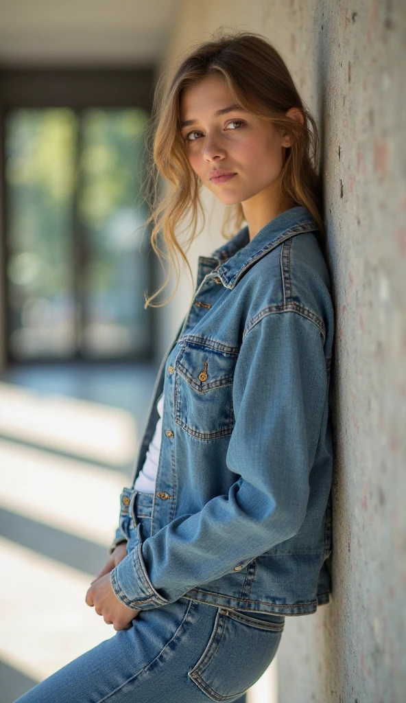 (RAW photo, best quality), (realistic, photo-realistic:1.30),girly,solo,1girl,detailed eyes,hair decoration,trendy expression,jacket,top,pants,(style:1.5),outdoors,mall,clothes,detailed background,(blue and orange tone impression:1.3), soft lighting,gorgeous light and shadow ,stunning environment, hyperdetailed, (aestheticism), ethereal, golden hour,