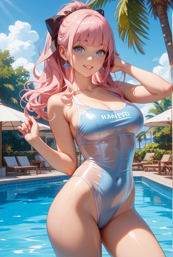 1 girl, Photo studio, Sideslit, color light, 80s of the 20th century (styled), tmasterpiece:1.2), Best quality, Ridiculously sharp focus:1.2), (hyper realisitc:1.2), sub surface tering, Matuan, Glowing and radiant skin, (with pink hair:1.2), (extremely detailed eye:1.2), (pretty eyes:1.2), (jade green eyes:1.1), full lips, Bob Che, (:1.2), hanging, (Skinny one-piece swimsuit:1.1), (Dentate skin:1.3),( swimming in thick slime):1.3), (Light particles:1.12), (realistic shaded:1.2), (color difference:1.2)