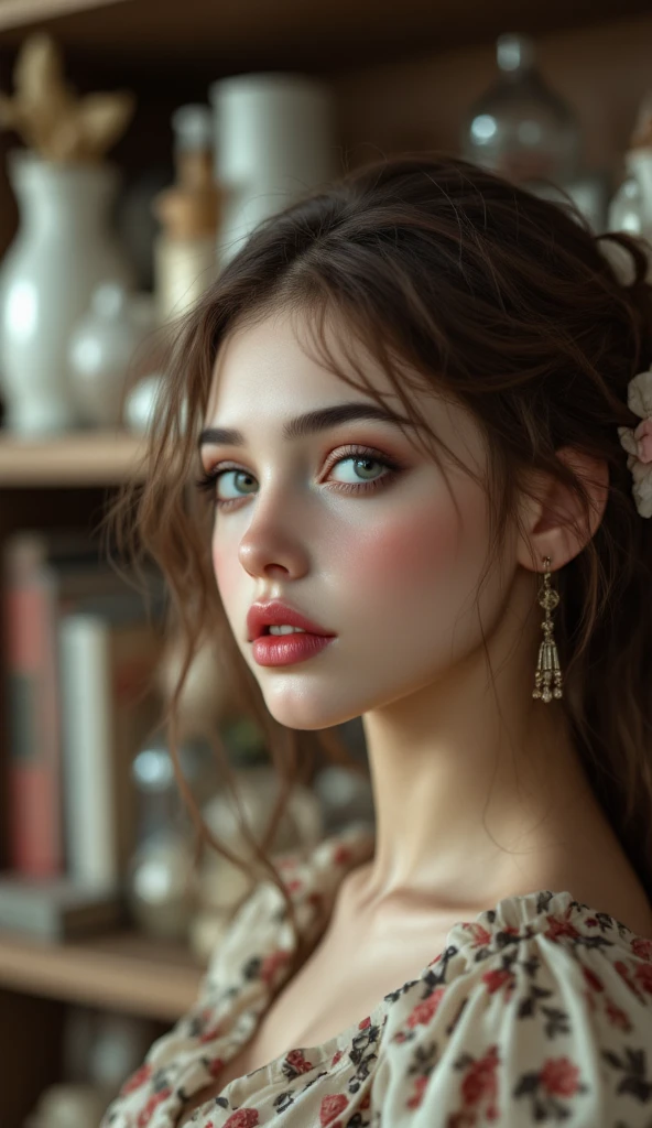 Beautiful girl doll, Articulated doll, Well-maintained, full body photo, 선반 위에 놓인 다양한 Beautiful girl doll들, delicate facial expression, Sophisticated joints, Carefully managed condition, Well organized on a shelf, high resolution,4K,hyperrealistic,Detailed, professional-level depiction,Faded antique texture,soft lighting,Natural Poses,Attractive expressions of girls,Meticulously detailed details,Realistic and vibrant texture,soft lighting으로 묘사된 아름다운 색감,Visuals like a real photo,정성스럽게 관리된 Beautiful girl doll들의 모습