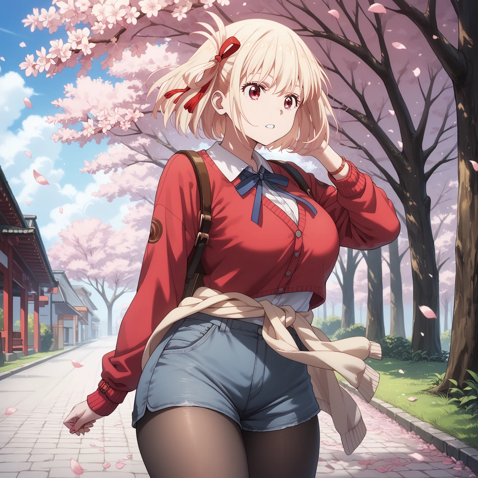 (masterpiece),best quality, expressive eyes, perfect face, 1girl,
big breast, H-cup, good breast, beautiful, gorgeous,anime,girl,lora, floating clothes,w sitting, w sitting on ground, legs on ground,aki shizuha,1girl,aki shizuha, blonde hair, short hair, yellow eyes, leaf hair ornament,red shirt,skirt,long sleeves,curtain chest ,hands on hips, hands on waist