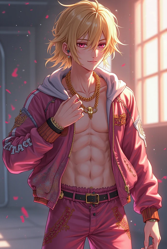 Muscular boy、Masculine features、Lumpy pectoral muscles、abdominals、Cool atmosphere、Firm posture、Fashionista、Stylish、colourfull、Personal。