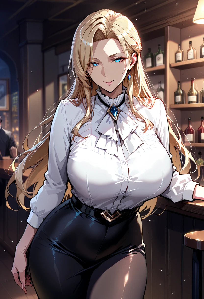score_9, score_8_up, score_7_up, score_6_up, score_5_up, score_4_up, (solo), female anthro cow, secretary clothes, tight skirt, lusty, fluffy body, long blond hair, turquoise eyes, (thick thighs:1.5) garter belt tights, big breasts, from the back, backsite, from back