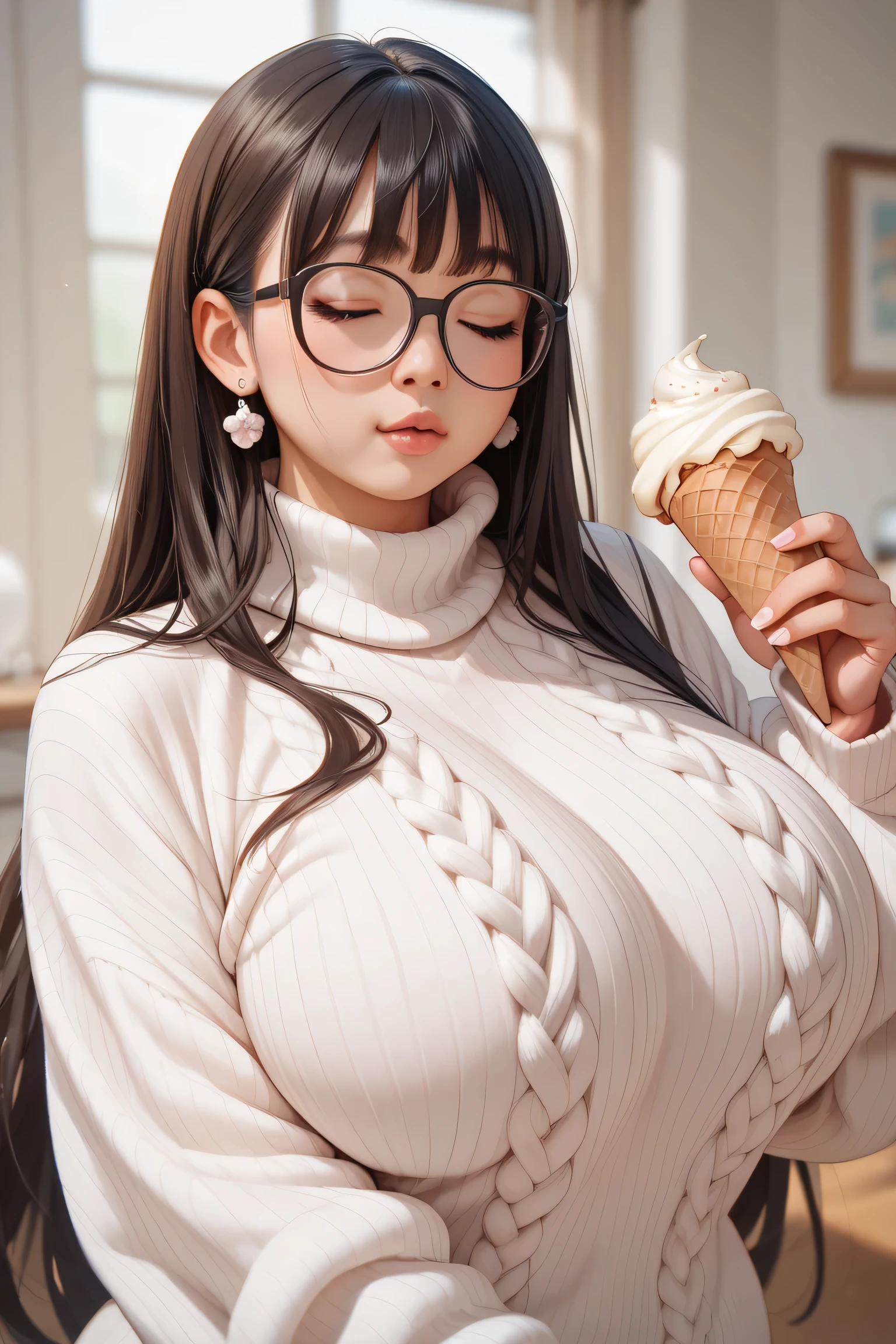 A sexy girl with big breasts wearing a bra