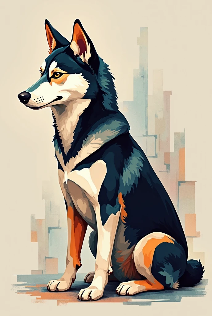 Black German Shepherd silhouette art on abstract background, sharp edges, masterpiece, drawn with pencil, Vector image