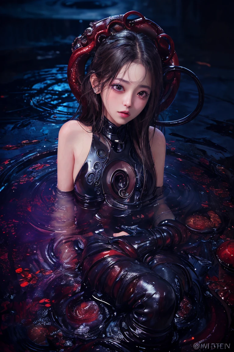 (Photorealistic:1.8, highest quality:1.8,8K masterpiece:1.8,High resolution,Mastepiece:1.8,RAW Photos,Cinematic lighting),No split screen、cyber punk、Pool、In the water、
(1 android girl:1.3)、Completely naked、choker、Big Breasts、Tiny Micro Bikini、Beautiful ass、Beautiful thighs、Plump nipples、cameltoe、normal ears、correct2Benzu、(Soryu Asuka Langley)、
Body painting with a pop design drawn all over the body、
(Suspension by tentacles:1.6)、(Countless tentacles wrapped around the body: 1.5)、(Tentacles clinging to:1.5)、(Tentacles tangling in the thighs: 1.5)、(Tentacles tangled in both legs:1.5)、Tentacles groping nipples、Tentacles caressing the groin、giant octopus、Attacked by tentacles、
180 degree split、Lie down、lift your hips、A rich expression、fun、Embarrassing、Feels good、happy ahegao、Appealing gaze、
(Beautifully shining crimson blue red white black silver hair:1.5)、Top view of shining blue eyes、Fine Lines