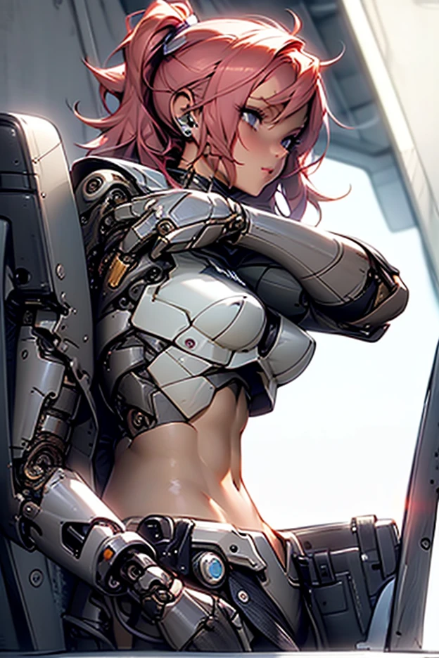 nsfw,{{{two transparent milking hose are attached to the nipple}}},{{{hose attacked to Cameltoe}}},Restrained,oil leak,machine, Mechanical 1girl,{{{{tmechanical hose Plugged in}}}} mecanical bodysuit,science fiction ,arm cannon, cyborg ,pale purple hair,hair over one eye,ponytail,long hair,brown eyes,abs,huge breasts,Devastated Cities,open legs,water from the loins,Tube between the legs,machine legs,The hose is coming inof her crotch,gas station,plug,open legs,muscular, muscular female, thighs, fit, abs, leg muscles, arm muscles,bio mecha,muscle tissue