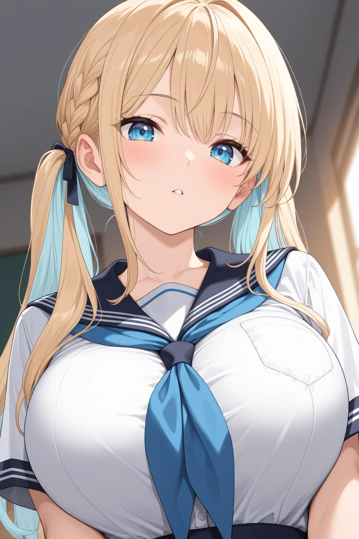 {highest quality}. {so beautiful}. {Super detailed}, {Best illustrations}, Browsing Caution、((Half-open eyes)),semenオーバーフロー、Blowjob、serafuku, Pleated skirt, Sailor collar, White shirt、Big penis、blush,anger、naked、Big penis、Confused Eyes、anger、angerった顔、Glare、Baby Face、semen、shame、White skin、Focus on the face、blonde、blue eyes、Long Hair、ponytail、forehead、Public toilet