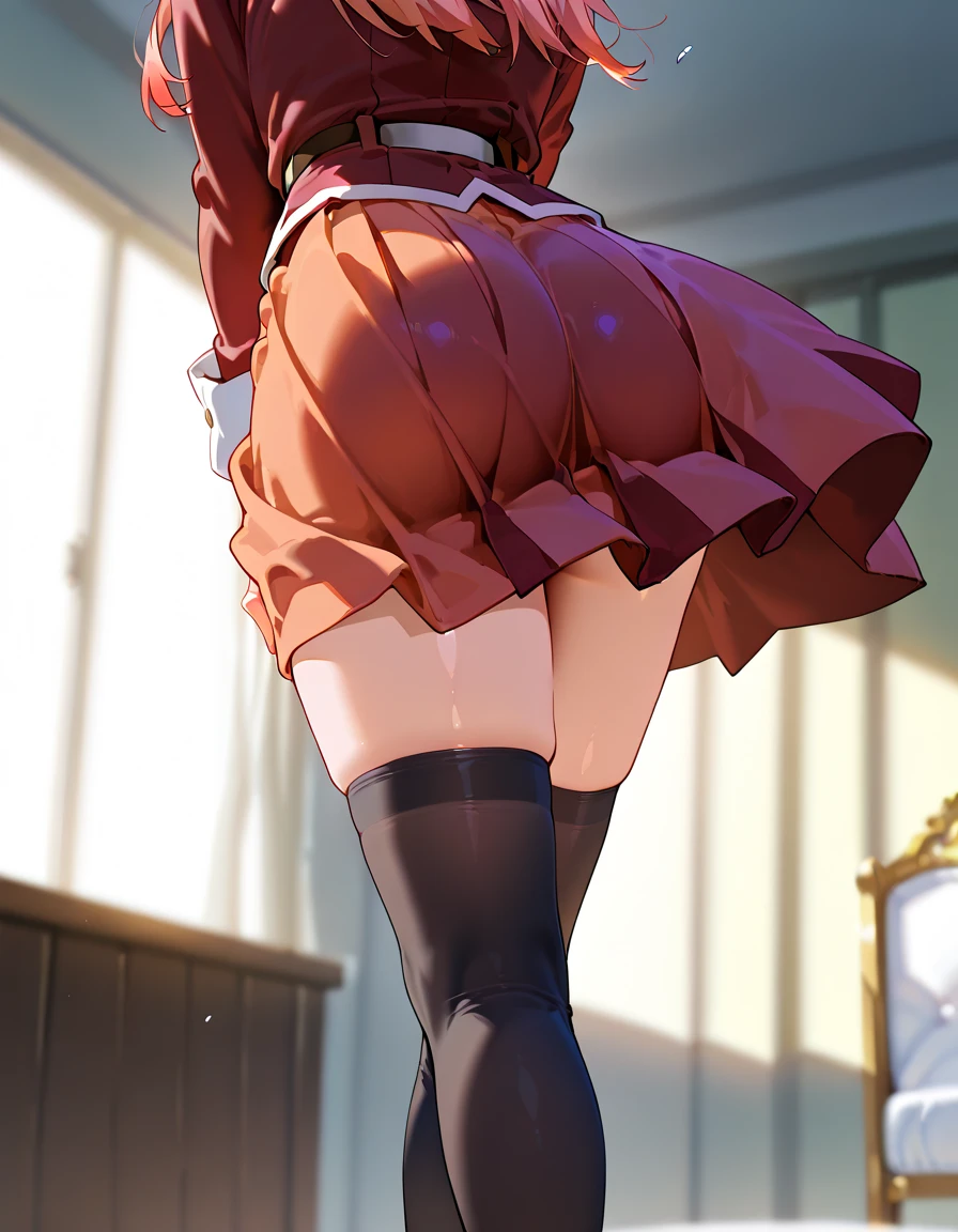 high school girl underwear(pink) Being stripped Butt appear Embarrassed
