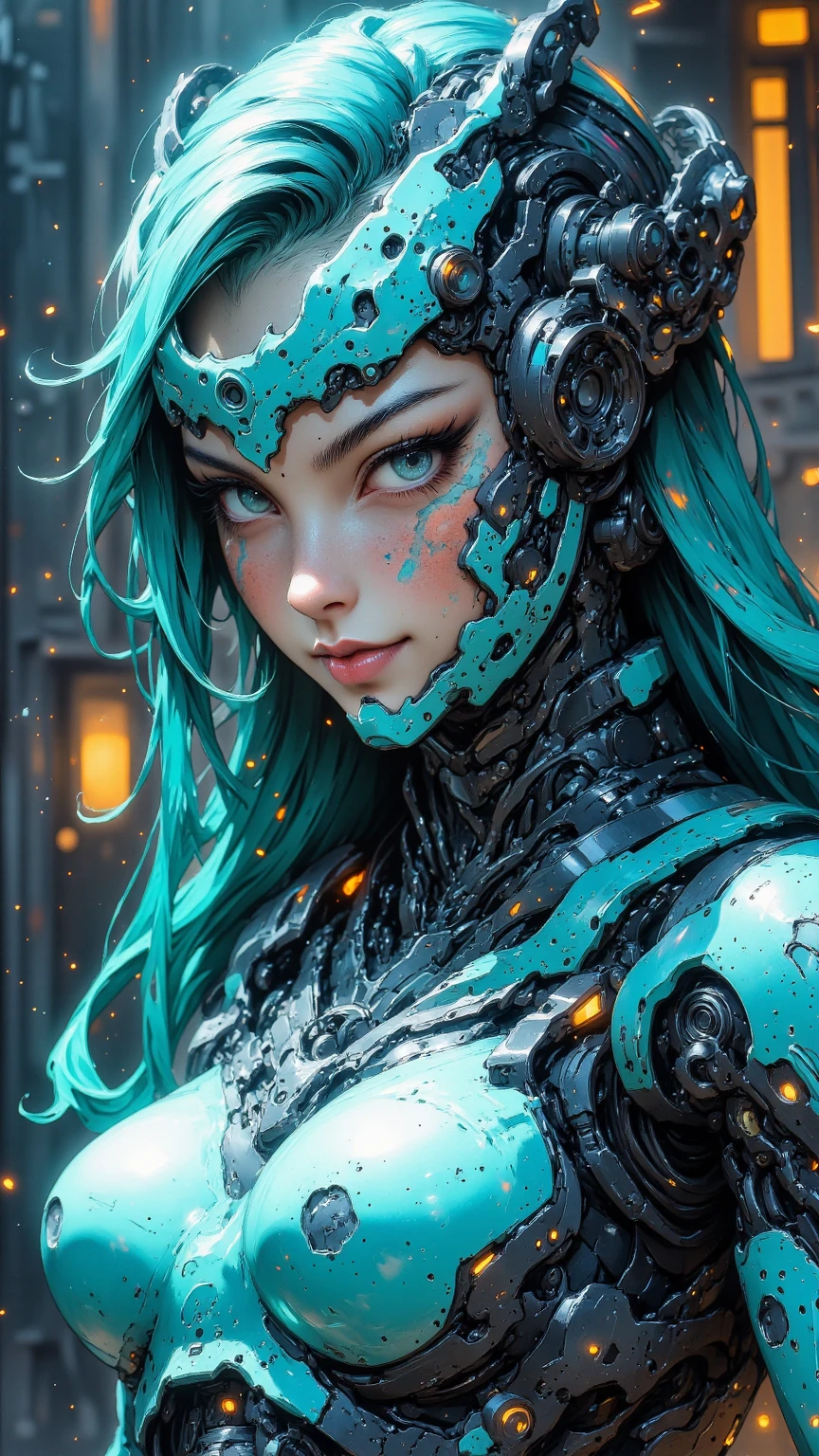 Blue and Green Hair, she is a Anime Girl in Plugsuit. (Mecha Pilot) (Grim Dark) (Gothic Space Opera). (Hentai Manga). Warhammer 40k. Final Fantasy XIII.