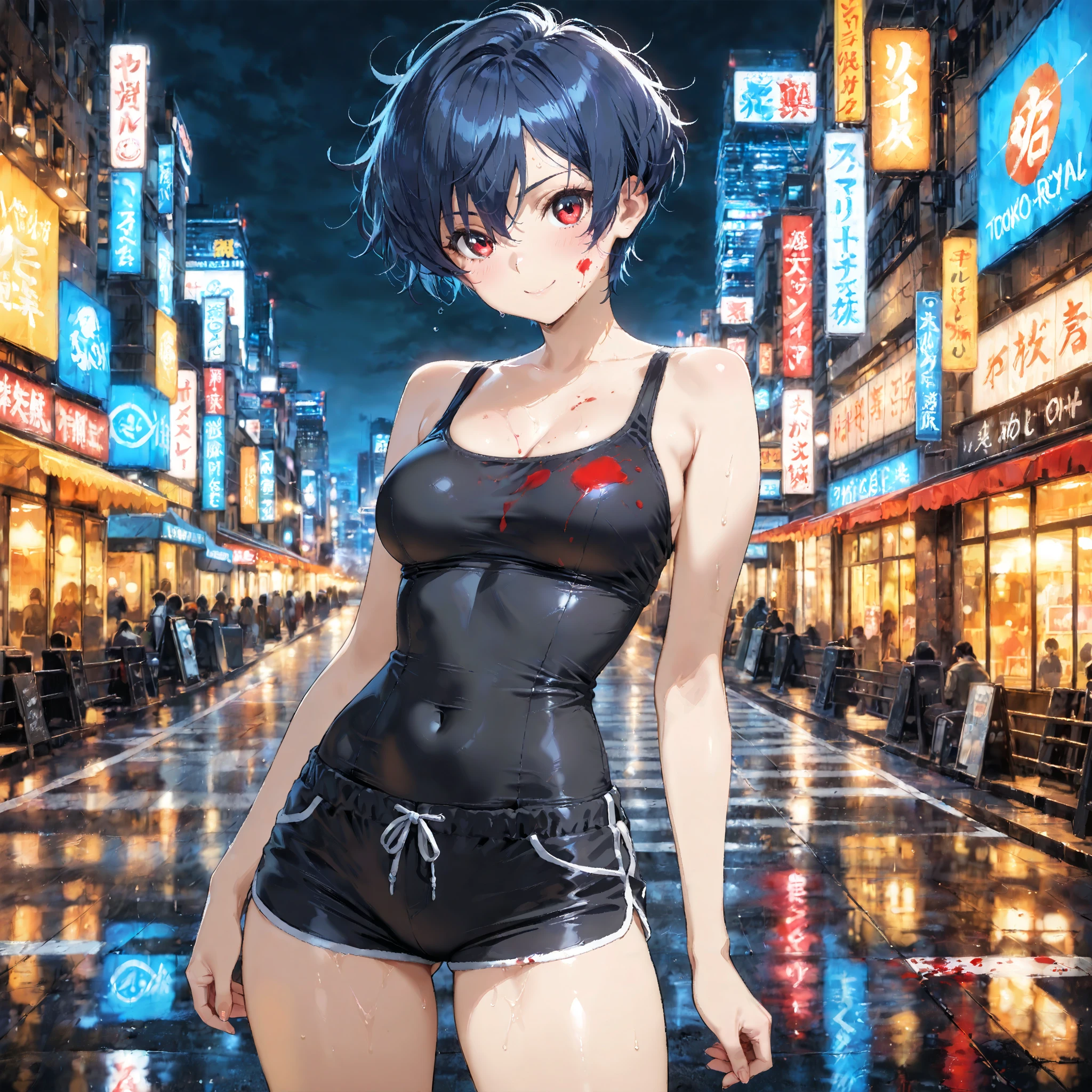 (8k, RAW Photos, Highest quality, masterpiece: 1.2), masterpiece, Super Detail,Best lighting, (Realistic and photorealistic photography: 1.4), High-resolution RAW color photos, Background Blur, blush, Depth of written boundary,1 young cute boy, Hair between the eyes,short hair,Black blue Hair,Highly detailed mouth,short,young,flat chest,(Oily skin:1.1,Glowing Skin),glitter skin,whole body, (standing),Shame,(afraid,red blushing:1.4),in the midnight City alley,outside,short,young,face to viewer,shame,embarrassed:1.5,(bulge pastel color glitter thong bikini,penis slide:1.3),opened long brown Burberry coat,Looking down,sad:1.3