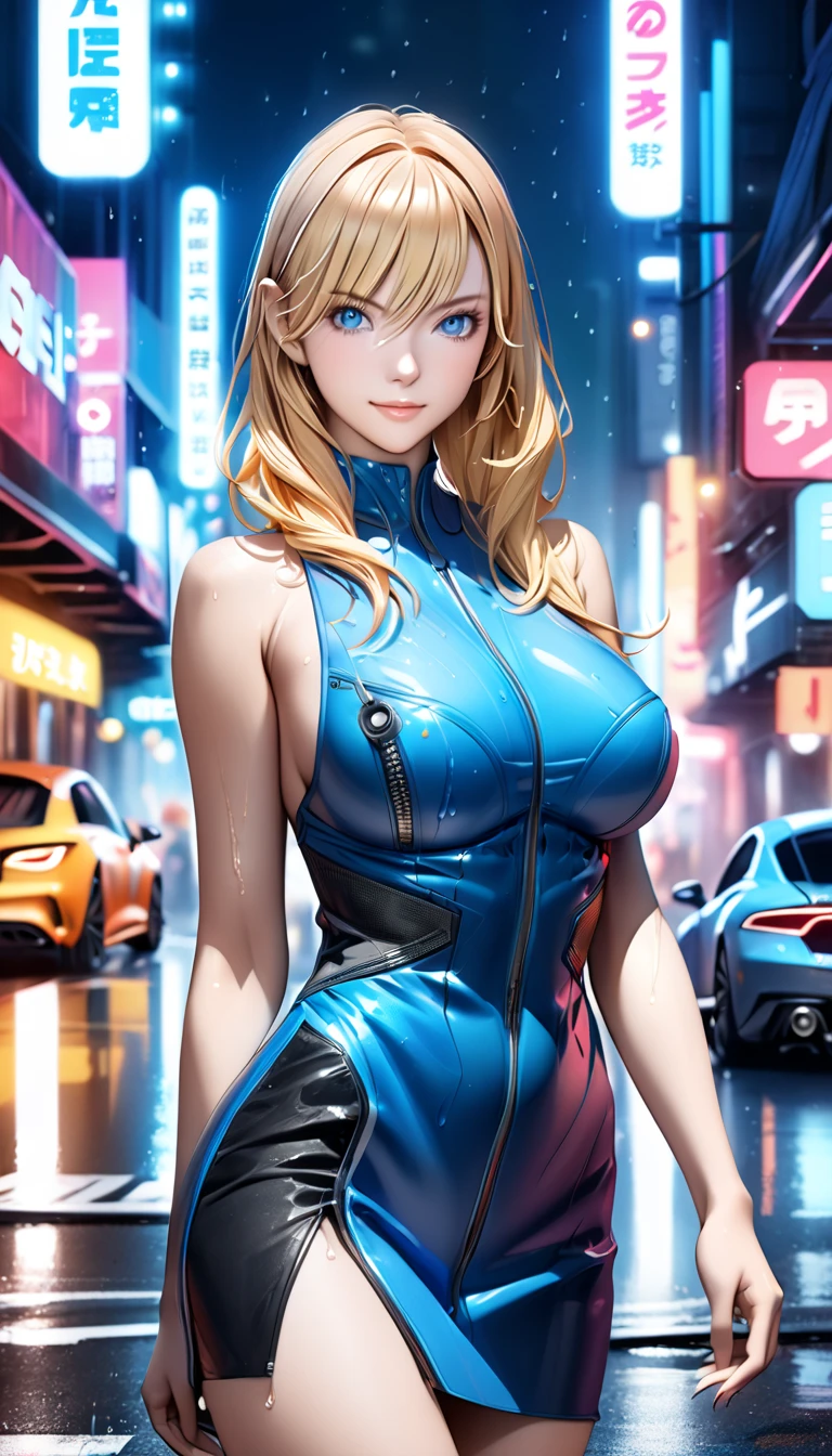woman,20-year-old,,city,night,(((Blue tight mini skirt))),,Laughing with your mouth open((Leather thigh-high boots))(See-through),(()),((Black Hair)),blush、Surprised face,((())),((look back))(wet with sweat)Reflecting the buttocks