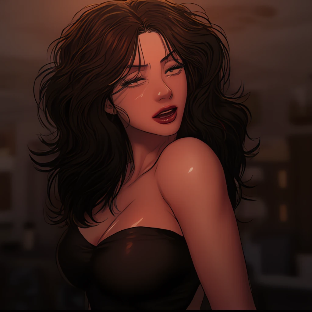 inked, A gorgeous film noir photo of a femme fatale woman in a smoky restaurant, (detailed face:0,1.4), beautiful detailed eyes, wide shot, Hyperrealistic, high definition, 8k resolution, very detailed, dramatic lighting, dark moody cinematography and composition, bokeh, film grain
