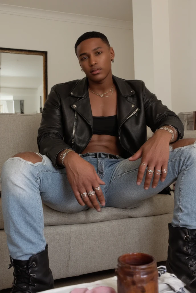 African skinny  masturbating 