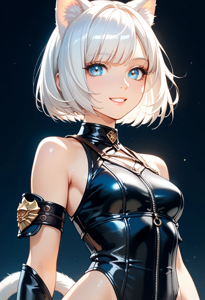 1girl,solo,cool,cleavage,bondage,upper body,brilliant eyes,silver hair and short hair,fang,open mouth,claw pose,perfect fingers