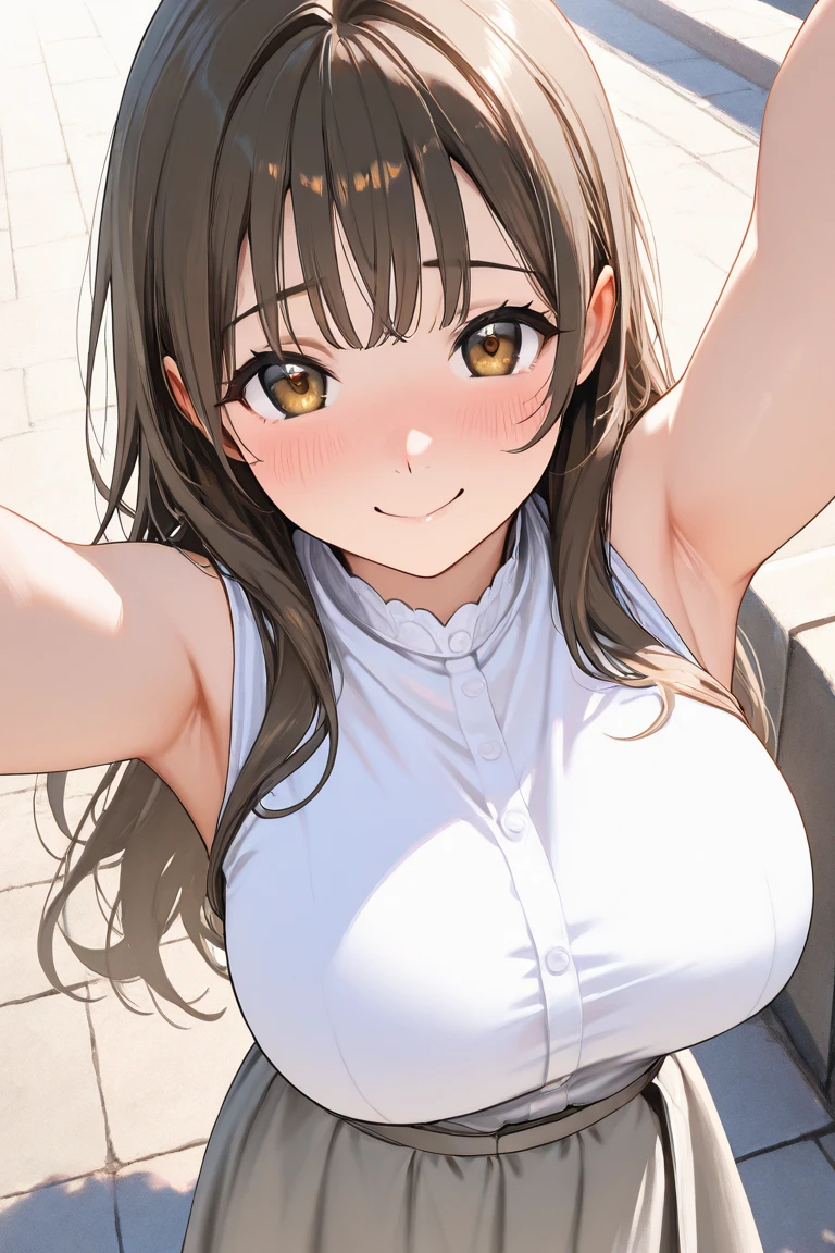 Selfies de espalda, A beautiful detailed portrait of Ochako Uraraka from My Hero Academia, with large breasts, tetas enormes, pechos gigantes, nude
