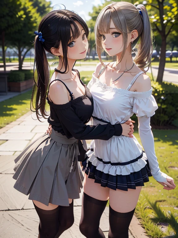 2 girls, kanna kamui and marnie from pokemon, busty