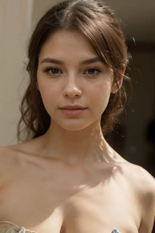((best quality)), ((masterpiece)), (detailed), perfect face, Greek and Mexican heritage, long hair, hazel eyes, looks alike Dua Lipa and Hilary Duff, bushy eyebrows, full lips, hyper realistic, brunet, Latin, black hair, looking straight to the viewer.